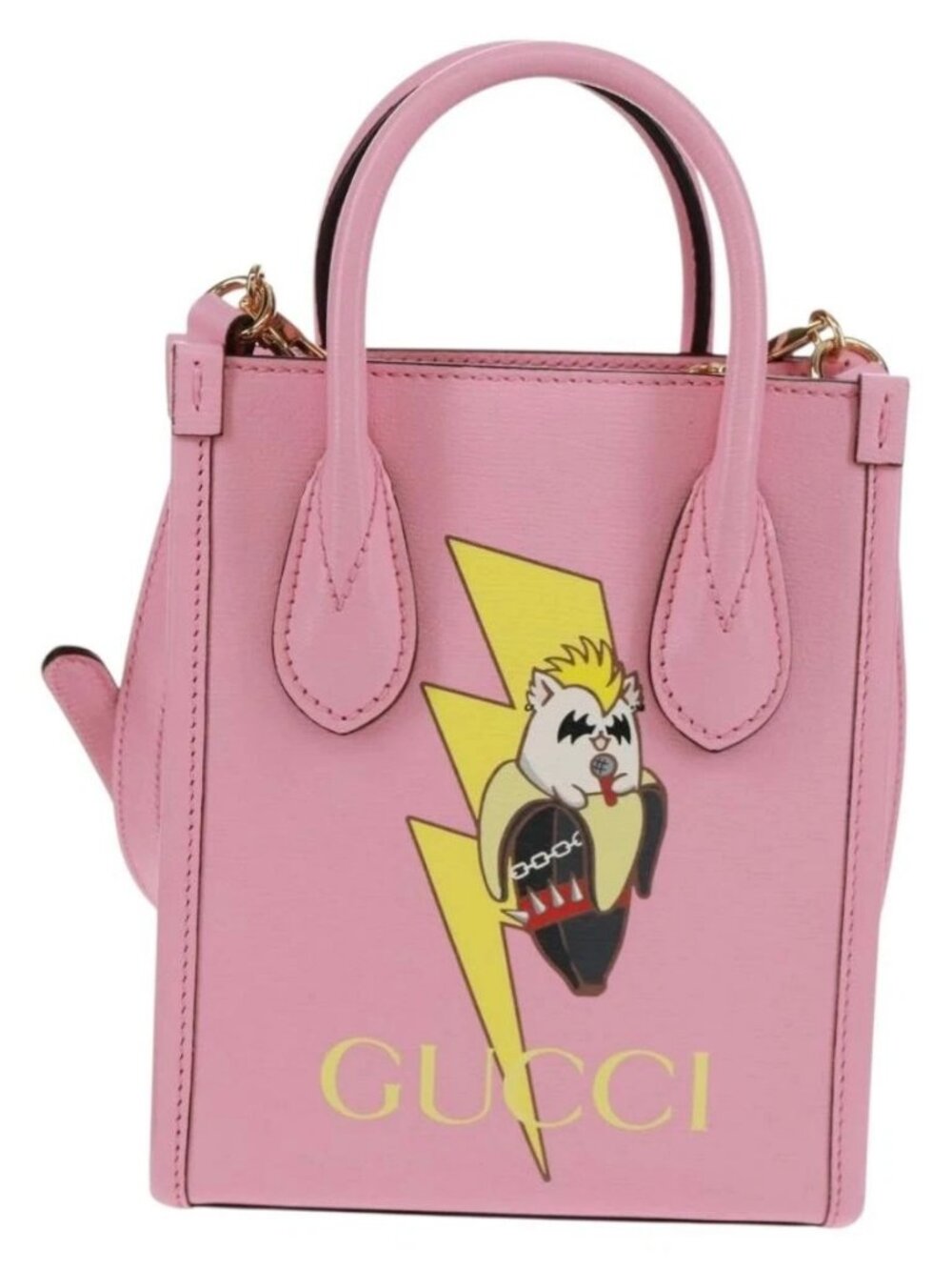 GUCCI Hand Bag Leather 2way Pink Gold 671623 Auth 159011M